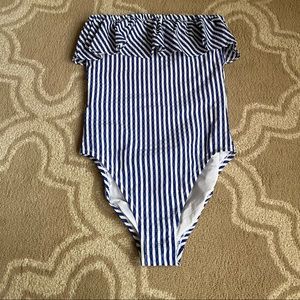 J Crew - Ruffle Seersucker Striped One Piece Swinsuit
